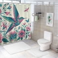 thumbnail image 7 of JEUXUS Bird Colorful Flowers Print Bathroom Shower Curtain Set with Hooks Waterproof Multiple Sizes White, 7 of 7