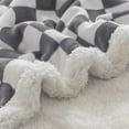 thumbnail image 3 of Sherpa Throw Blanket Fleece Blanket with Checkered Pattern Soft Thick Blanket for Couch, Bed, Sofa Luxurious Warm and Cozy for All Seasons (Grey, 60"x80"), 3 of 6