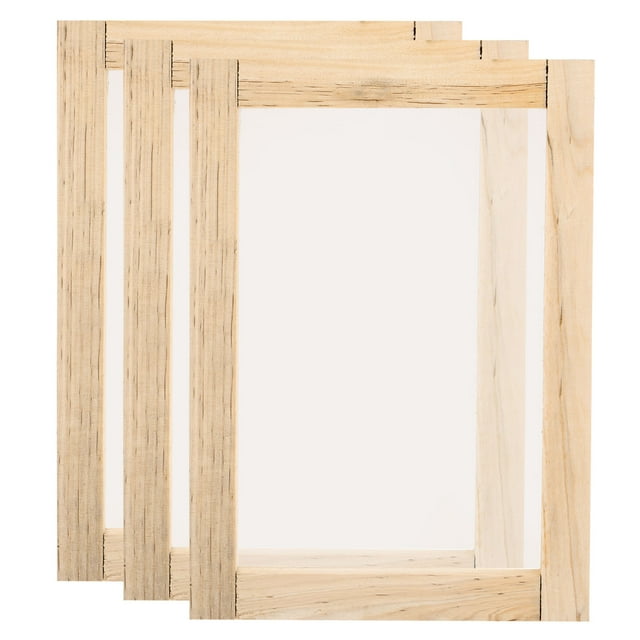 Unique Bargains Silk Screen Printing Frame Kit 20x11cm Wooden with 120 Mesh, 3 Pieces