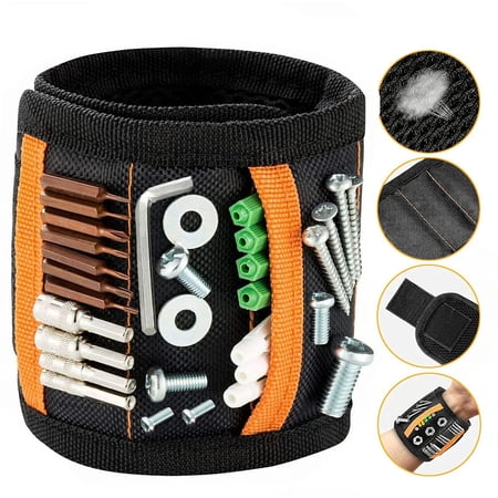Magnetic Wrist Tool Holder Strong Magnetic Tool Holder Belt Magnetic Wristband No Assembly Required – Ideal for DIY 10 Magnets Powerful