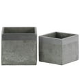 thumbnail image 1 of Pot de Fleurs Carré avec Bordure Argentée, Ensemble de 2, Gris, 1 of 1