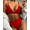 Red, variant on Hotian Women High Waisted Triangle Bikini Set Ribbed Cami Swimsuits Blue S