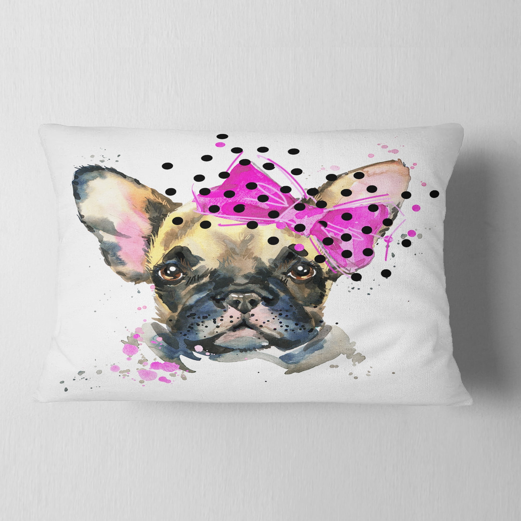 Designart Fashionable French Bulldog - Animal Throw Pillow - 12x20