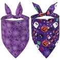 thumbnail image 1 of Paquete de 2 pañuelos triangulares para Halloween para perros, bufandas para perros, disfraces para mascotas para fiestas de Halloween, 1 of 5