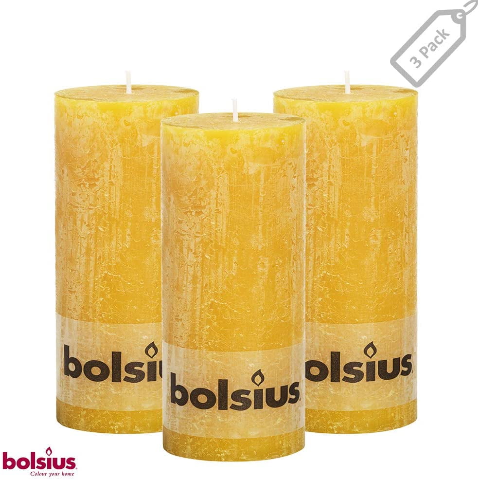Bolsius 2.75 X 7.5" Yellow 75 Hr. Long Burning Rustic Pillar Candles
