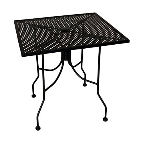 American Tables & Seating ALM3030 Outdoor Table, Square Mesh Top with Umbrella Hole, Powder Coat, 30" x 30" x 29", Black$$Garden & Patio