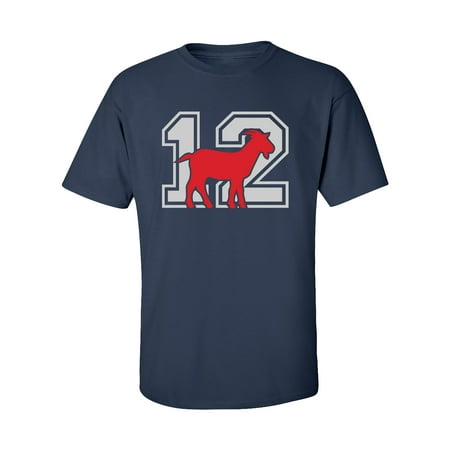 Adult Unisex Short - New England #12 GOAT Adult Unisex Short Sleeve T-Shirt-Navy-6XL