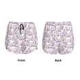 thumbnail image 6 of Uemuo Purple Rabbit Pattern Women's Athletic Shorts High Waisted Running Shorts with Liner Pockets Gym Elastic Workout Shorts-, 6 of 9
