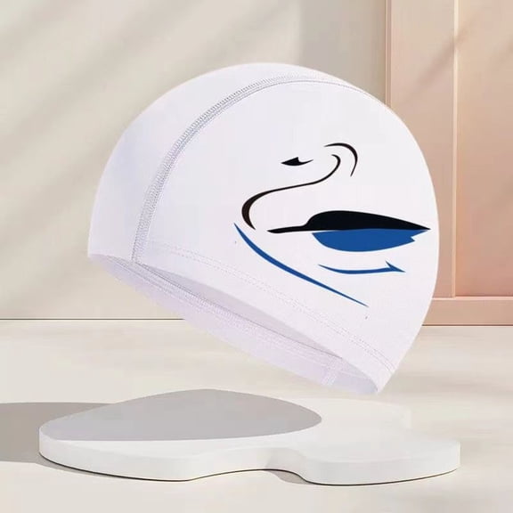 Unisex Swim Cap Solid White Spandex Fabric, Comfortable Elastic Waterproof Swimming Cap for Men and Women, Durable for Training & Competition