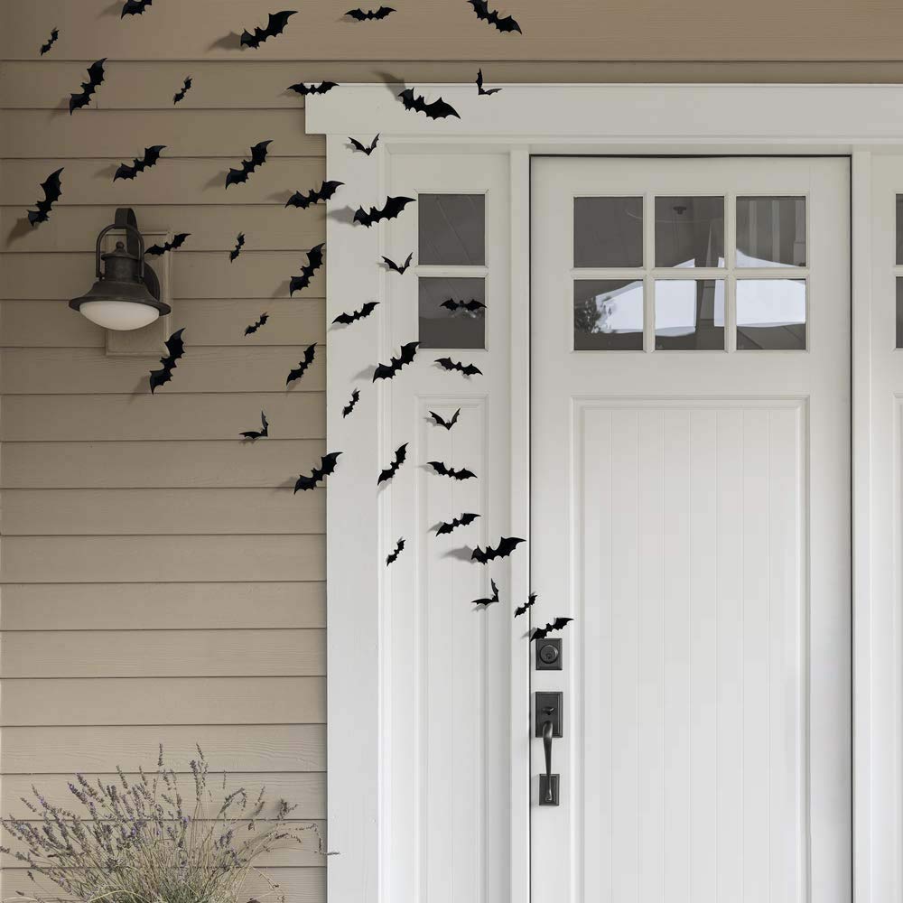 &nbsp;3D Scary Bats Wall Decal, Halloween Decoration Bats Wall Stickers, Bats Wall Decoration, 48pcs Black 3D DIY PVC Bat Wall Sticker Decal, Bats Wall Decal for Walls, Window, Screens, Mirror - image 3 of 3
