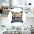 thumbnail image 5 of Nautical Flannel Fleece Pillow Cushion Cover, Never Stop Exploring Classic Art Ship Whale Lettering Deep Blue Sea, Decorative Square Accent Pillow Case,  Dark Blue White, 5 of 7