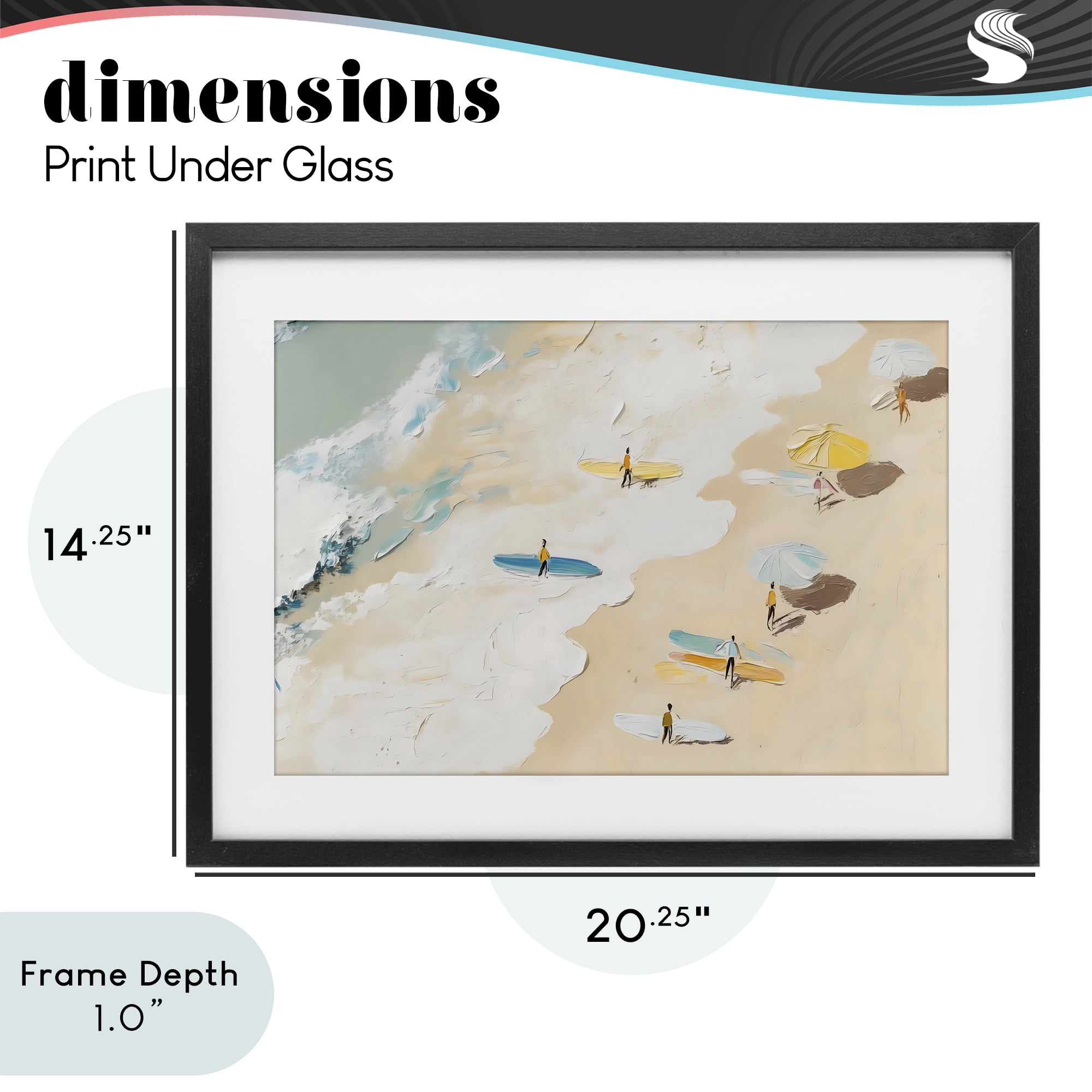 Stupell Industries Beach Surf Summer Scene Black Framed Print Under Glass, design by LSR Design Studio