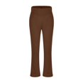 thumbnail image 7 of Girls Flare Leggings with Side Pockets and Elastic Waistband – Bell Bottom Athletic Pants for Active Kids,Coffee 11-12 Years, 7 of 7