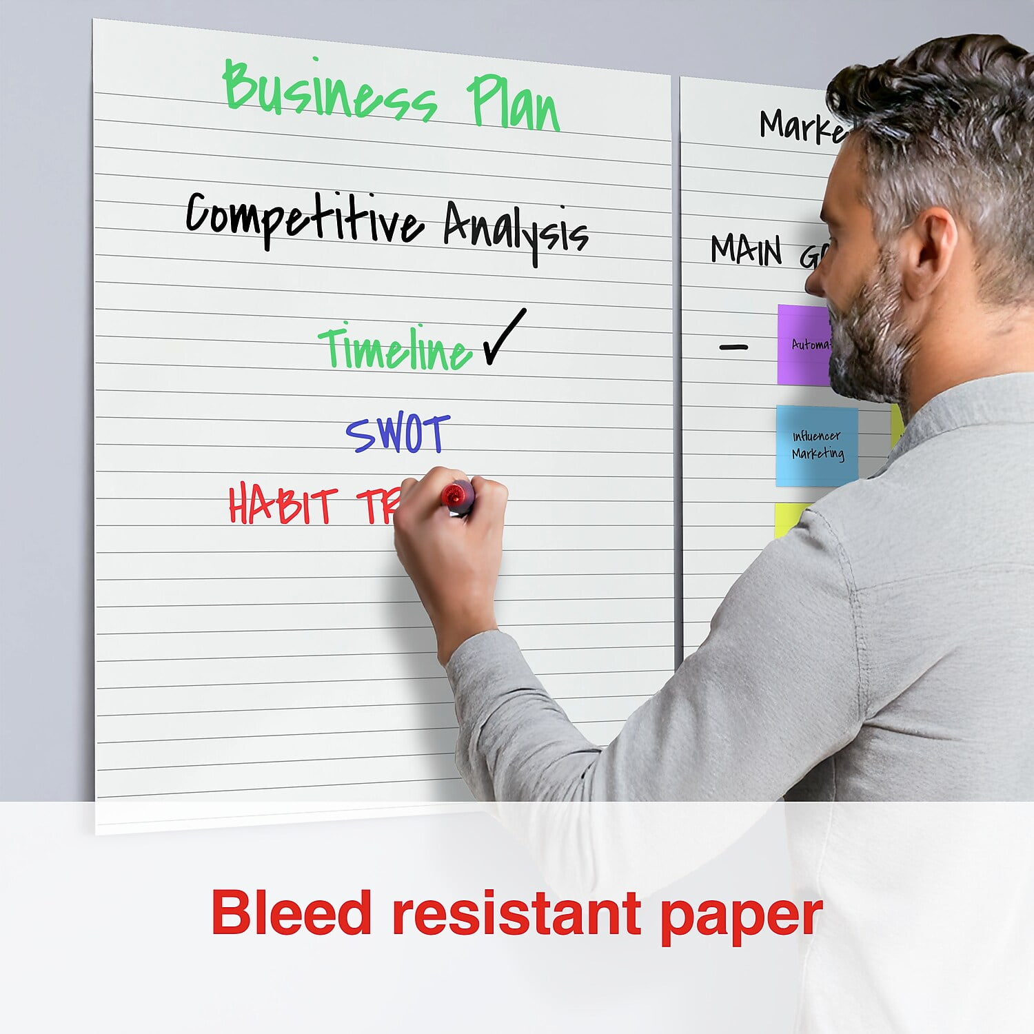 Staples Ultra Sticky Wall Easel Pad 25" x 30" Lined 30 Sheets/Pad 6 Pads/Pack (ST62842)