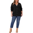 thumbnail image 2 of Agnes Orinda Women's Plus Size Sweaters Cardigan Cable Knit Button Down V Neck Long Sleeve Casual Cardigans 4X Black, 2 of 6