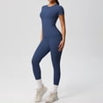 thumbnail image 2 of Telankuip 2 Piece Workout Sets for Women Solid Color Slim Fitted Breathable Athletic T-Shirt and High Waist Leggings Stretchy Comfy Seamless Yoga Running Gym Outfits 2026 Navy XL, 2 of 5