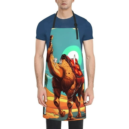 

Vsdgher Cool Camel Oasis Vibes Waterproof Apron with 2 Pockets Kitchen Chef Aprons Bibs for Grooming Cooking Baking Painting Gardening