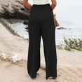 thumbnail image 4 of Linen Pants for Women High Waisted Wide Leg Loose Fit Palazzo Pants Casual Beach Trendy Lounge Trouses with Pockets, 4 of 6