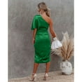 thumbnail image 6 of Yokua Women Batwing Sleeve One Shoulder Asymmetrical Ruched Wrap Midi Bodycon Dress, 6 of 20