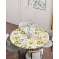 thumbnail image 2 of Round Fitted Tablecloths with Elastic Edge Summer Lemon Flower Waterproof Table Cover for Kitchen Dining Party Decor,55" - 60", 2 of 6