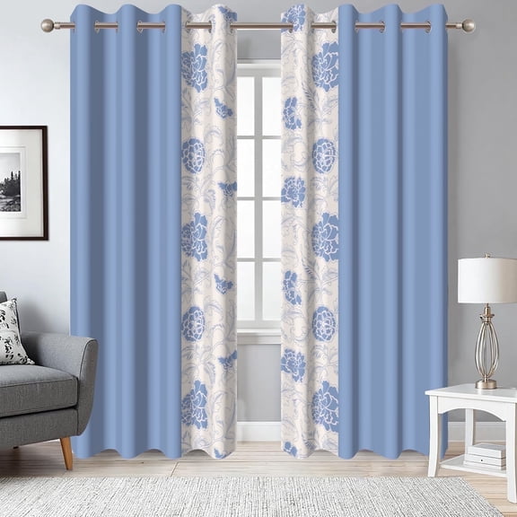 Blue Blackout Window Curtains for Living Room,Thermal Insulated Curtains,52x84 Inch,Set of 2
