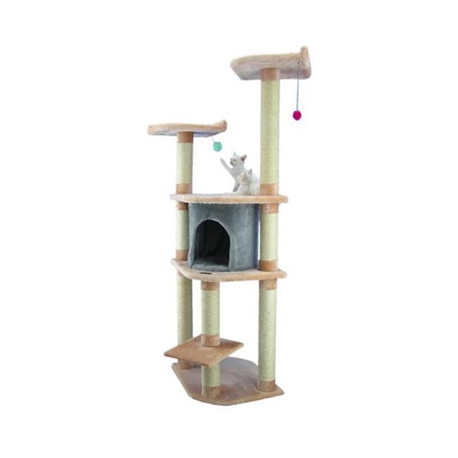Aeromark A6401 Armarkat Classic Cat Tree 34 x 24 x 64 - Blanched Almond with Silver Grey Condo