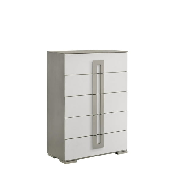 Olivia Contemporary Style Chest with Metallic Accents Made with wood in White