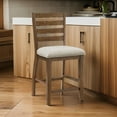thumbnail image 3 of Trea 26 Inch Counter Height Chair- Ladder Back- Polyester- Cherry- Set of 2, 3 of 6