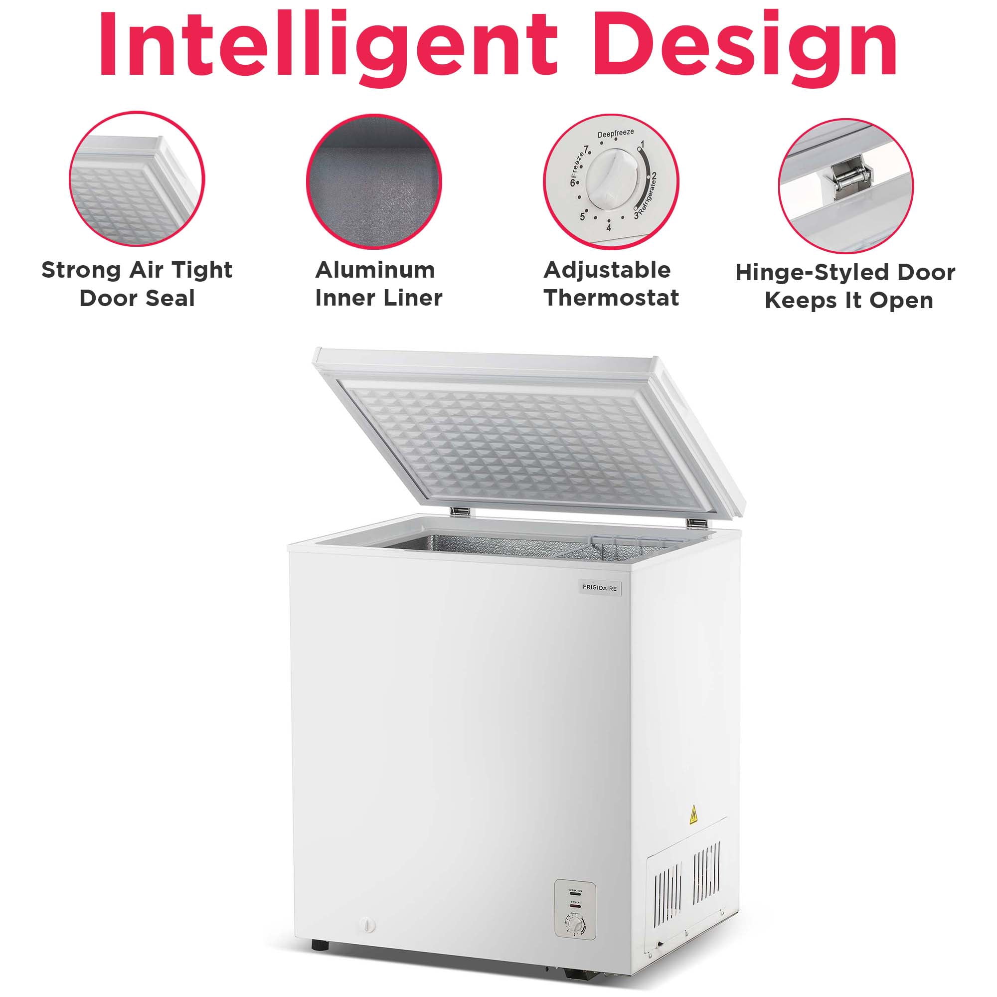 Frigidaire 5.0 Cu. ft. Garage Ready Chest Freezer, Compact Deep Freezer for Garage, Kitchen, Apartment, White
