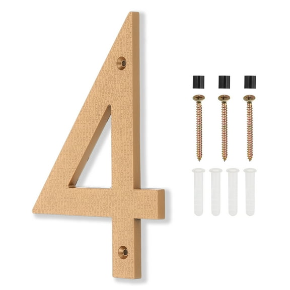 8 Inch House Numbers, House Address Numbers Sign Large Floating House Numbers Modern House Numbers with Screws for Outside Door Wall Street, Gold, 4