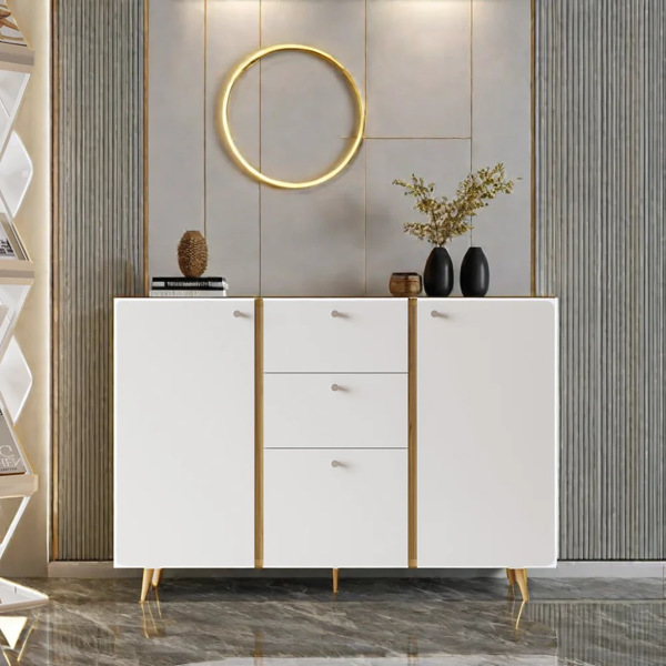 Sideboard Buffet Cabinet with 3 Drawers & 2 Doors,47.24"Buffet Cabinet with Adjustable Shelves for for Living Room Dining Room Hallway,Kitchen