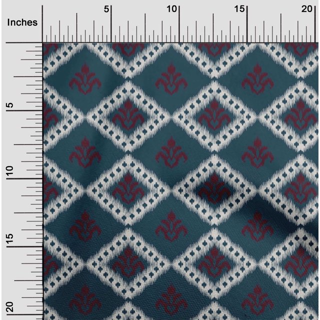 oneOone Georgette Viscose Fabric Argyle Ikat Print Sewing Fabric BTY 42 Inch Wide