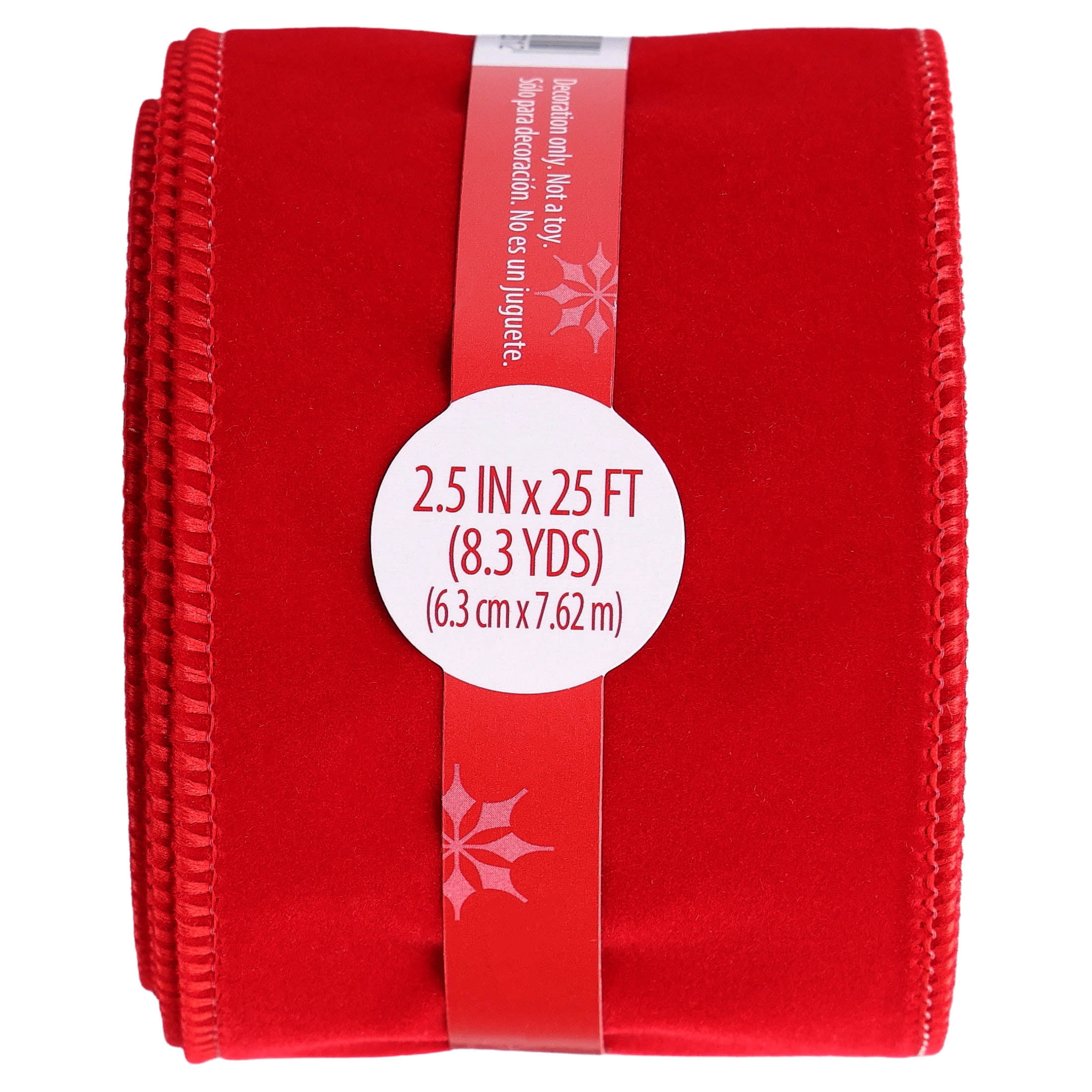 Red Velvet Christmas Ribbon, 2.5" x 25', by Holiday Time