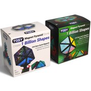 TOSY Magnet Pyramid - 1 Cube Transforms into 1 Billion Shapes, 12 Pieces, 243 Rare Earth Magnets, Glowing, Holographic Magnet Tiles Creative Puzzle STEAM Toy, Mixed Set