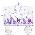 thumbnail image 3 of Wearable Blanket,White Purple Butterfly Flower Pattern Hooded Wearable Flannel Blanket for Adults & Teens with Buckle,Winter Poncho Shawl Wrap Cape,60"x80", 3 of 5