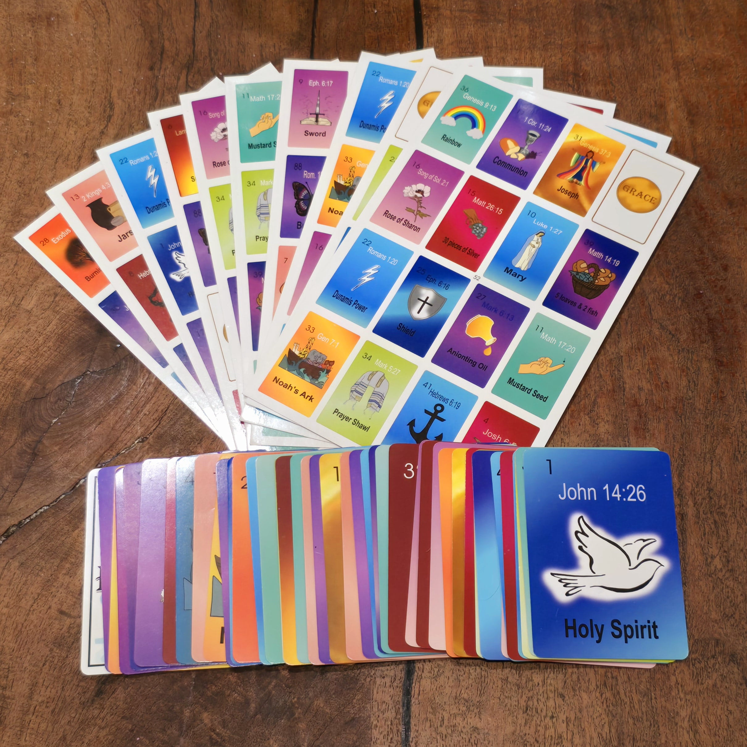 4Hearts Entertainment, LLC Bible Loteria Card Game, FIESTA Christian Bingo Family Game for 10 Players for Easter & Catholic Events