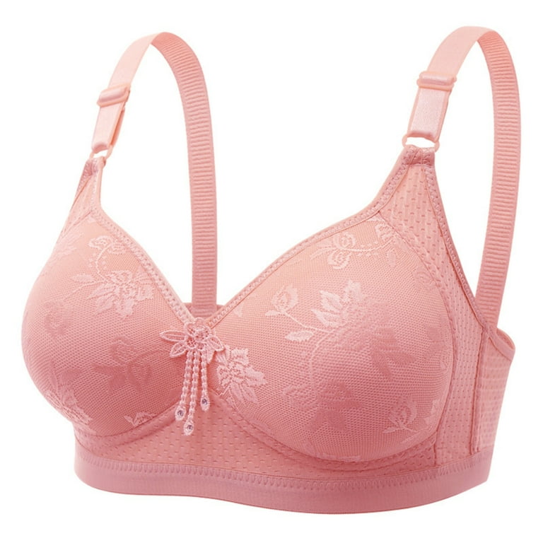 Plus Size Women Push Up Bra Big Cup Women Fat Full Coverage Thin Wire Free  Back Closure Plaid Soft Bra Pink 85 