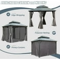 thumbnail image 6 of Domi 8' x 10' Hardtop Gazebo Permanent Metal Gazebo with Galvanized Steel Double Roof, Curtains and Netting for Party, Wedding, Outdoor Dining, Patio, Backyard, Grey, 6 of 9