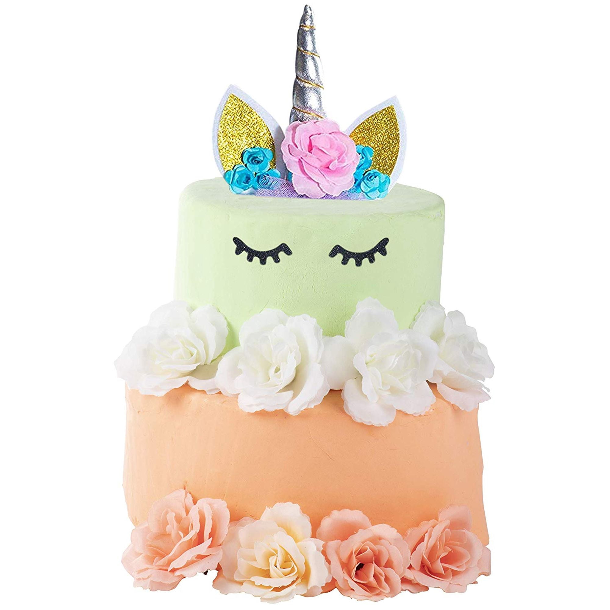 Unicorn Cake Topper Set Silver Horn Unicorn Cake Topper Kit