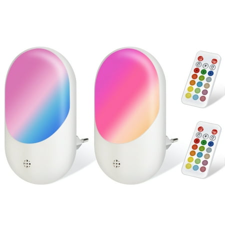 

A C100-240V 1W 16 Colors Changing RGB LEDs Night Lamp 2 PCS with 2 * Controller Stepless Brightness Adjustable Dimmable 4 Dynamic Modes Memory Function for Cloakroom Cupboard Wardrobe Kitc