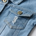 thumbnail image 5 of IBTOM CASTLE Toddler Baby Girls Boys Denim Jacket Long Sleeve Button Down Jeans Coat Ripped Hooded Top Fall Cowboy Casual Outwear Clothes 6-12 Months Light Blue, 5 of 8