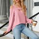 thumbnail image 4 of Camiseta de manga larga con cuello en U para mujer: prenda suave y cómoda para otoño/invierno, color liso, detalles recortados, estilo versátil., 4 of 8