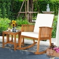 thumbnail image 2 of Costway 2PCS Acacia Wood Patio Rocking Chair Set Cushioned Coffee Table, 2 of 10