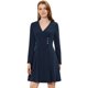 thumbnail image 1 of Allegra K Vestido midi elegante de cintura alta con decoración de botones y cuello en V para mujer Azul oscuro S, 1 of 4