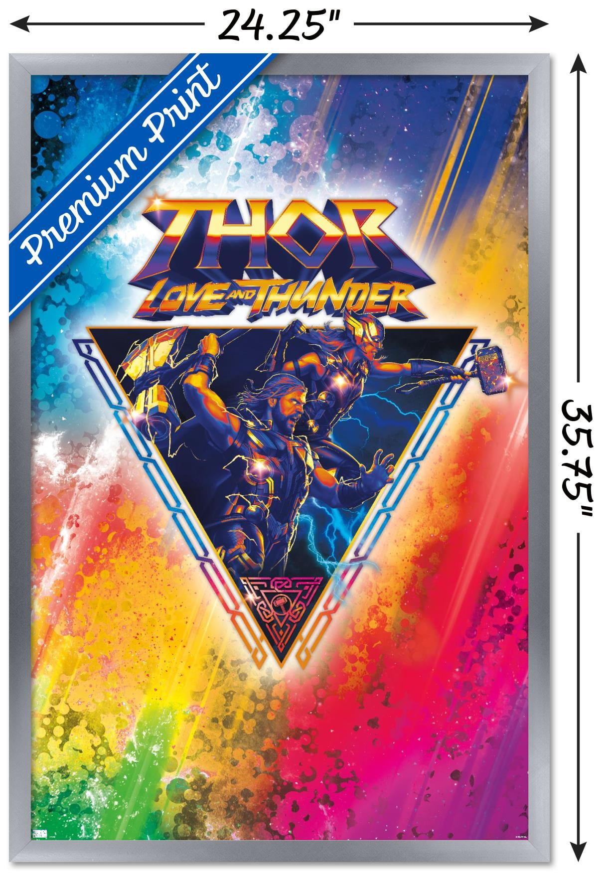 Marvel Thor: Love and Thunder - Rainbow Splatter Wall Poster, 22.375" x 34" Framed