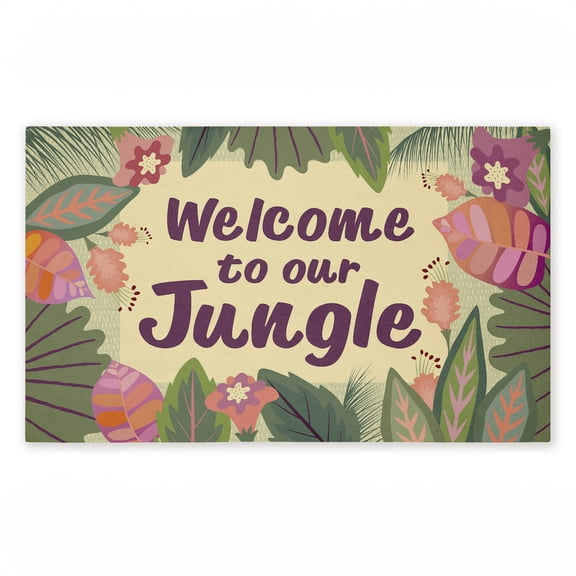 Welcome To Our Jungle Printed Outdoor Door Mat, design by Darlene Seale, 18"x30"