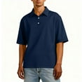 thumbnail image 5 of Mens Men's Short Sleeve Polo Shirts, Cotton Blend, 3 Button Closure, Regular Fit Navy L, 5 of 9