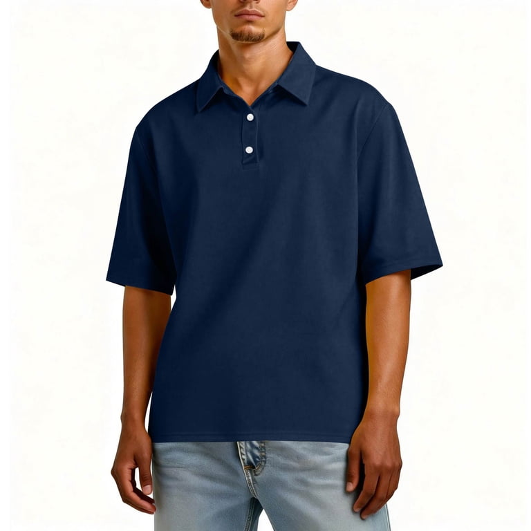 Relaxed Fit Polo Shirts for Men Short Sleeve Collared Tops