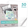 thumbnail image 1 of fafa-Koala Printable Vinyl Sticker Paper for Inkjet Printer - 50 Sheets Matte White Vinyl Sticker Paper, Waterproof Sticker Paper 8.5x11 Inch, Work with Cutting Machine, 1 of 4