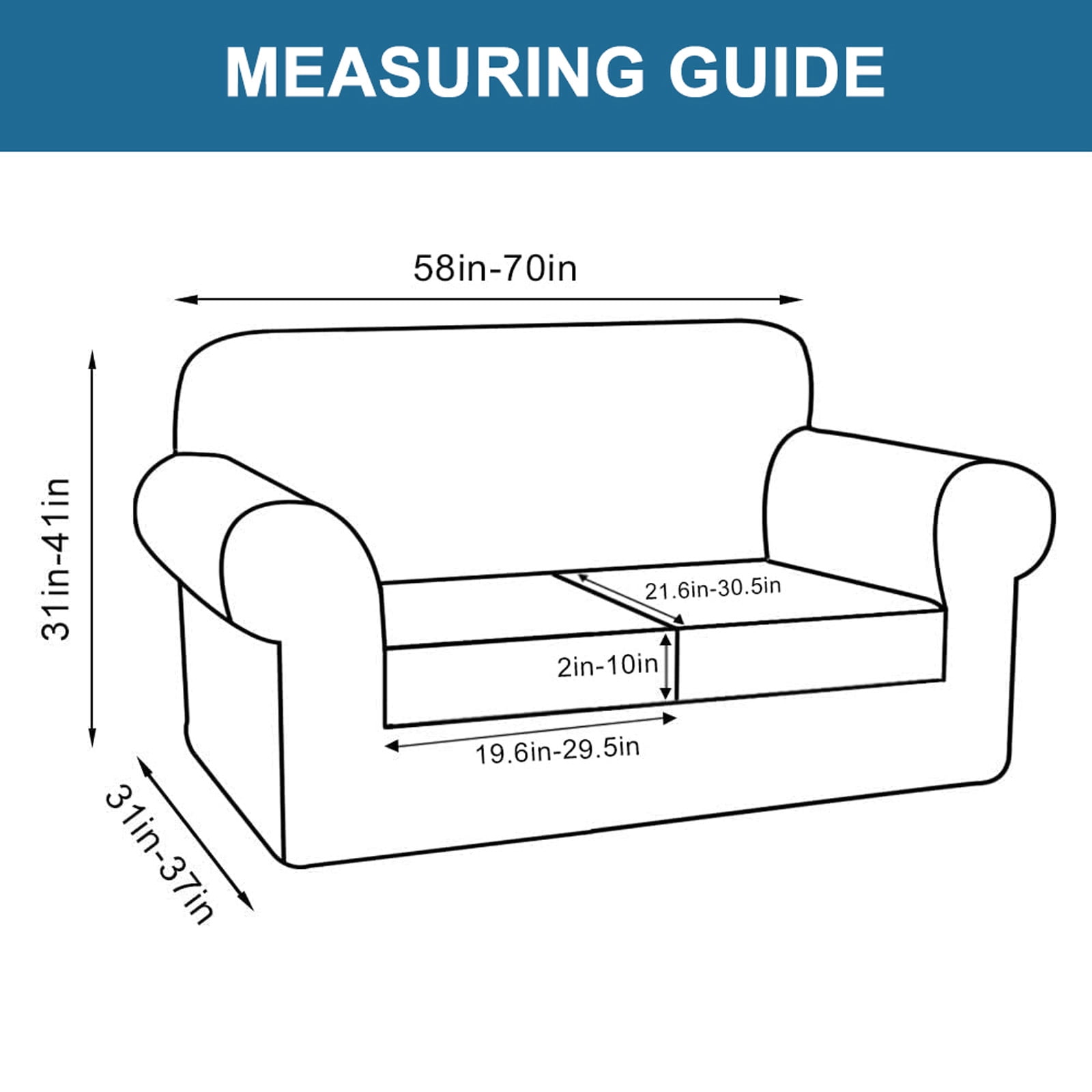 Sanmadrola 3 Piece Stretch Sofa Covers Couch Covers for 2 Cushion Couch Loveseat Covers Width Up to 72 Inch Feature Thick Soft Stay in Place